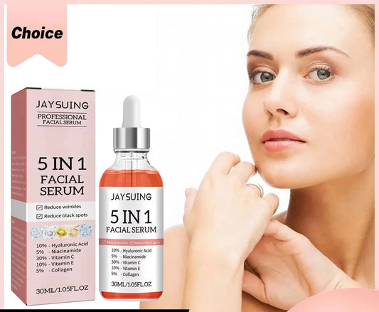 Jaysuing Hyaluronic Acid Face Serum 5 In 1 Moisturizing Whiten-ing Anti Wrink-le Agin-g Vitamin C Shrink Pores Serum Skin Care